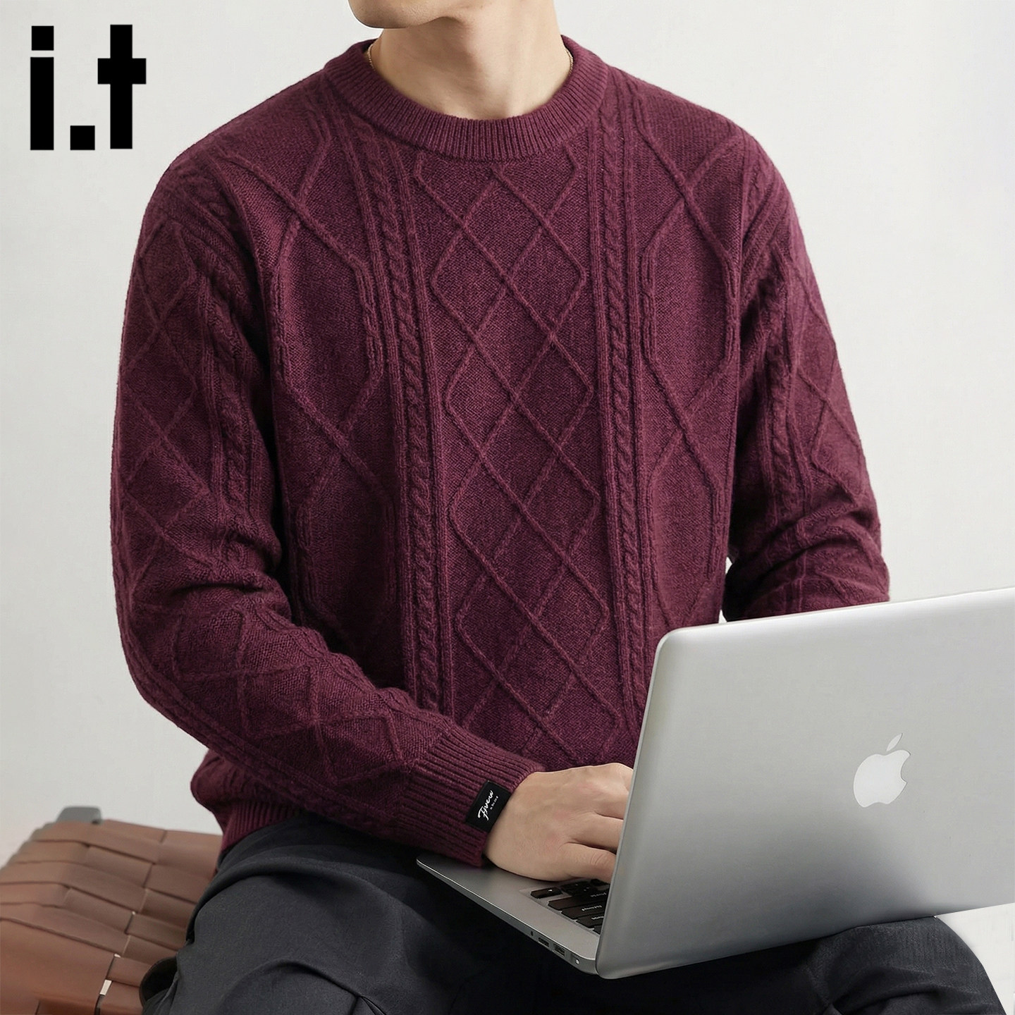 it :5cm/FIVECM红色毛衣男士2026新款高级感痞帅风内搭针织打底衫