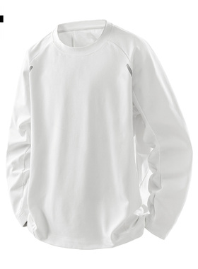 it :5cm/FIVECM白色解构圆领正肩t恤男士2025春秋季休闲运动上衣