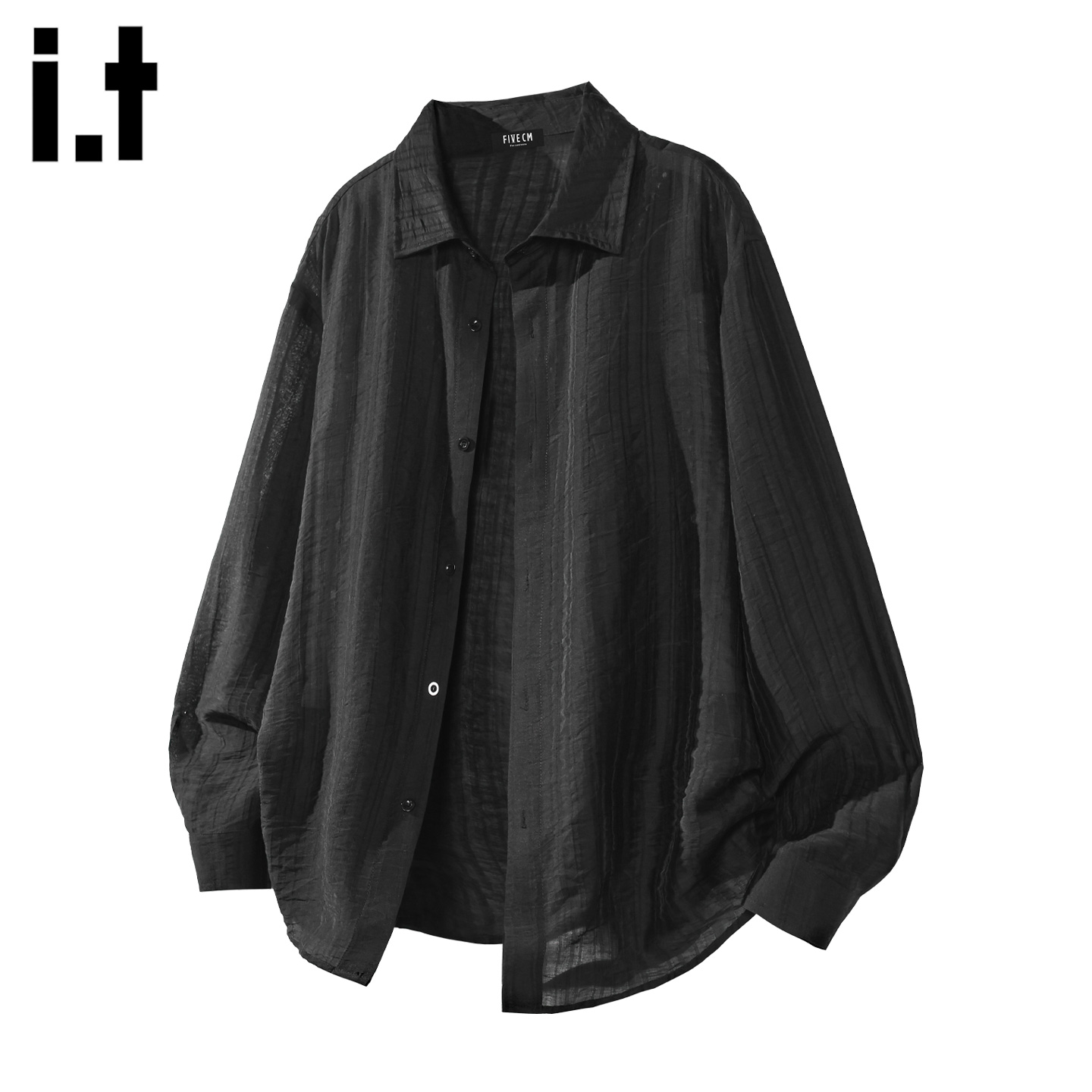 IT'S5cm黑色翻领长袖衬衫