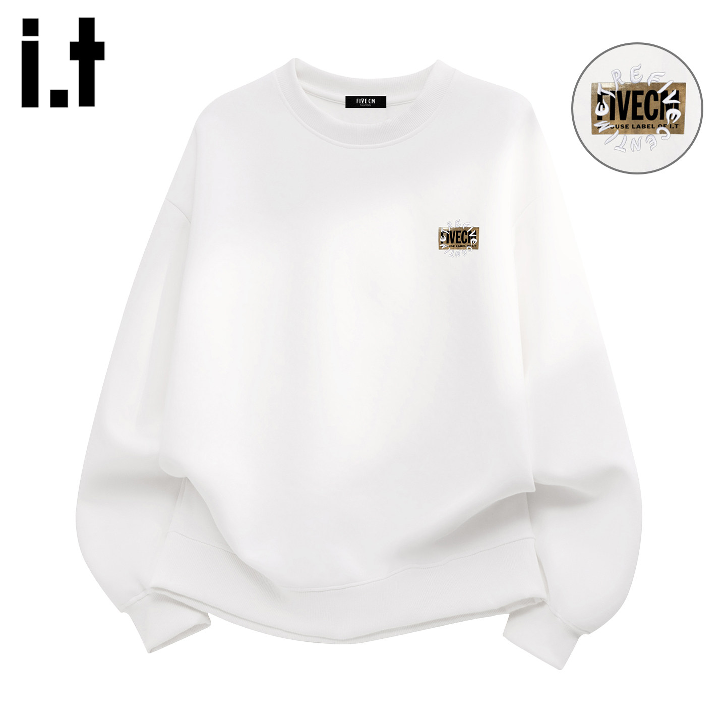 it :5cm/FIVECM美式复古潮牌痞帅重磅无帽圆领卫衣男情侣休闲上衣