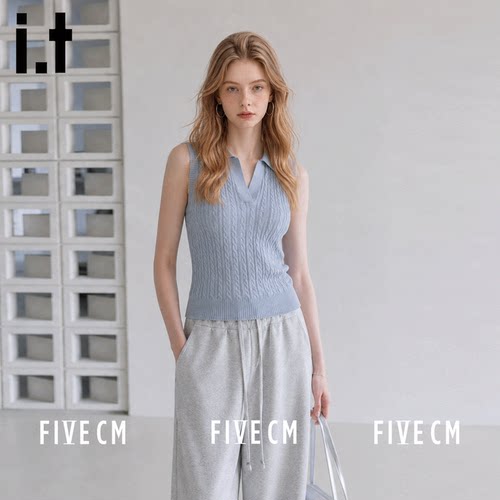 itFIVECM无袖竖纹针织上衣