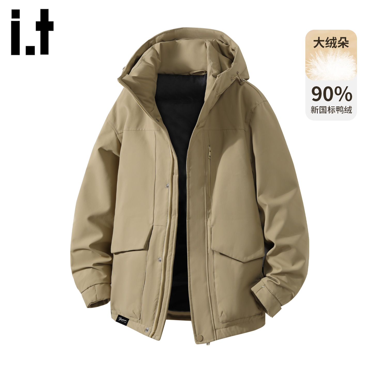 美式复古连帽羽绒服外套