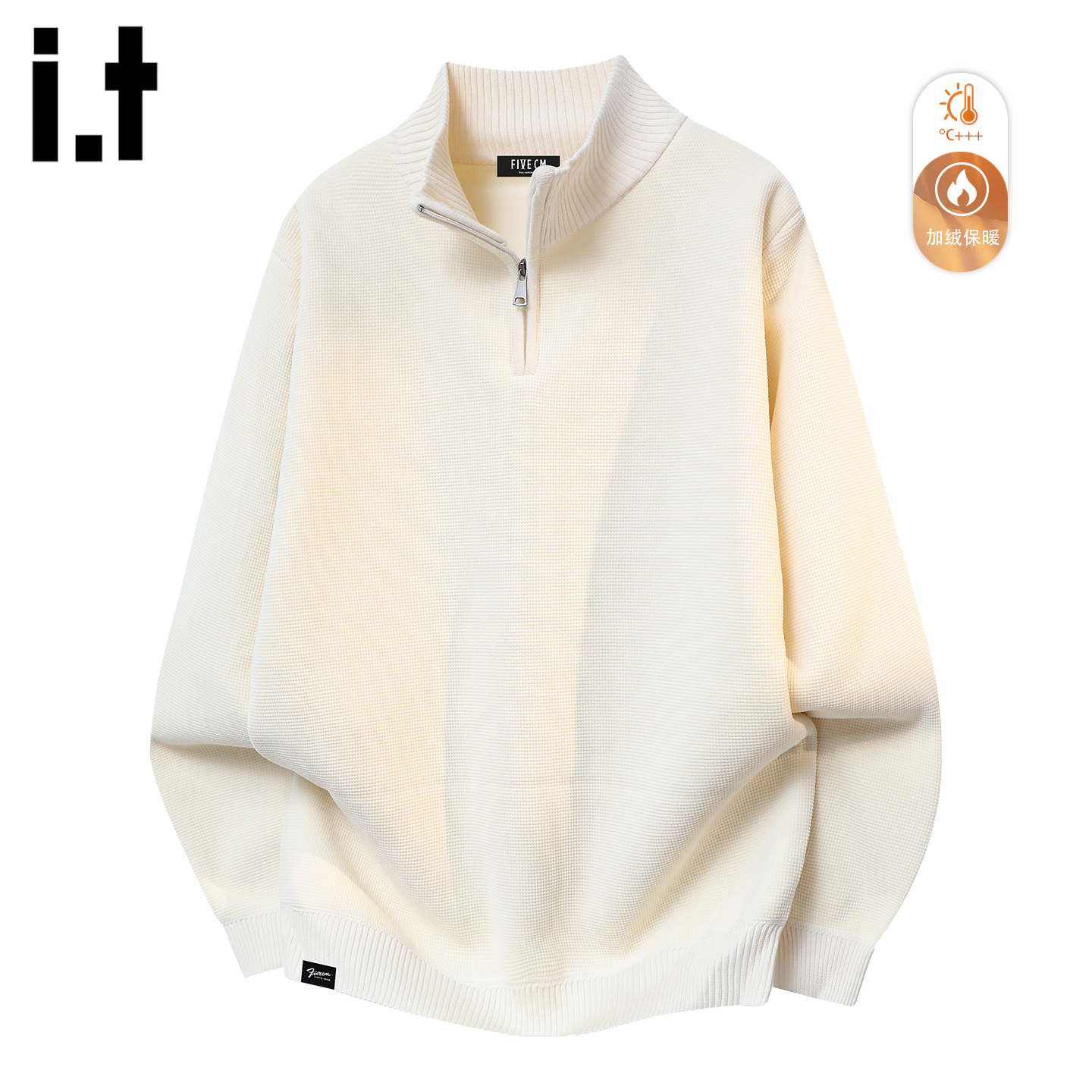it男装拉链立领针织衫加绒毛衣