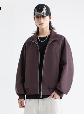 it :5cm/FIVECM紫色拉链翻领棒球服夹克外套男士2025秋季宽松上衣