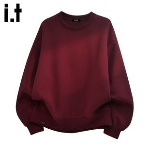 卫衣男女2025秋冬宽松百搭情侣上衣 FIVECM红色圆领基础款 5cm