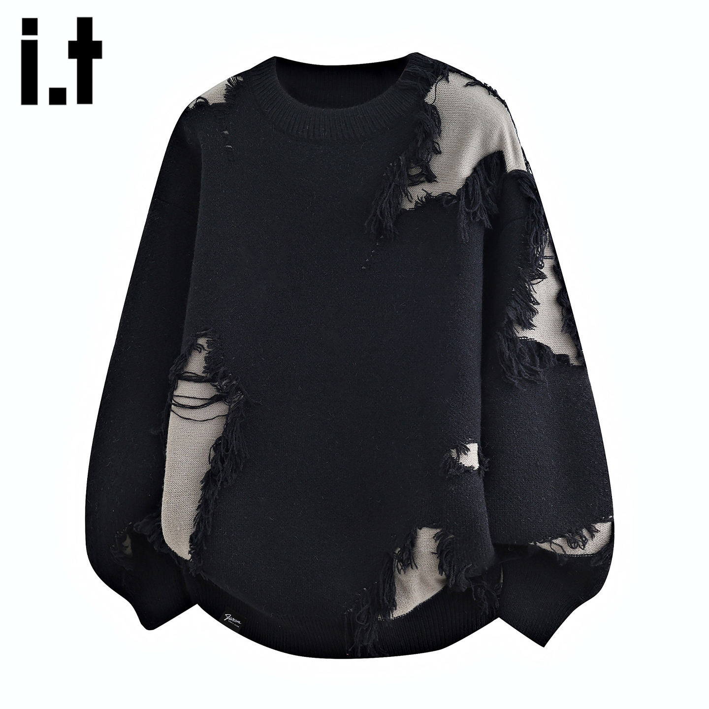 IT'S5cm补丁破洞毛衣外套