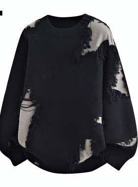 it :5cm/FIVECM补丁破洞毛衣外套男2025秋冬季潮牌休闲针织衫上衣