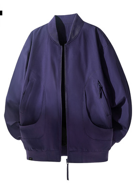 it :5cm/FIVECM时尚紫色高级感棒球领夹克2025秋冬季宽松休闲外套
