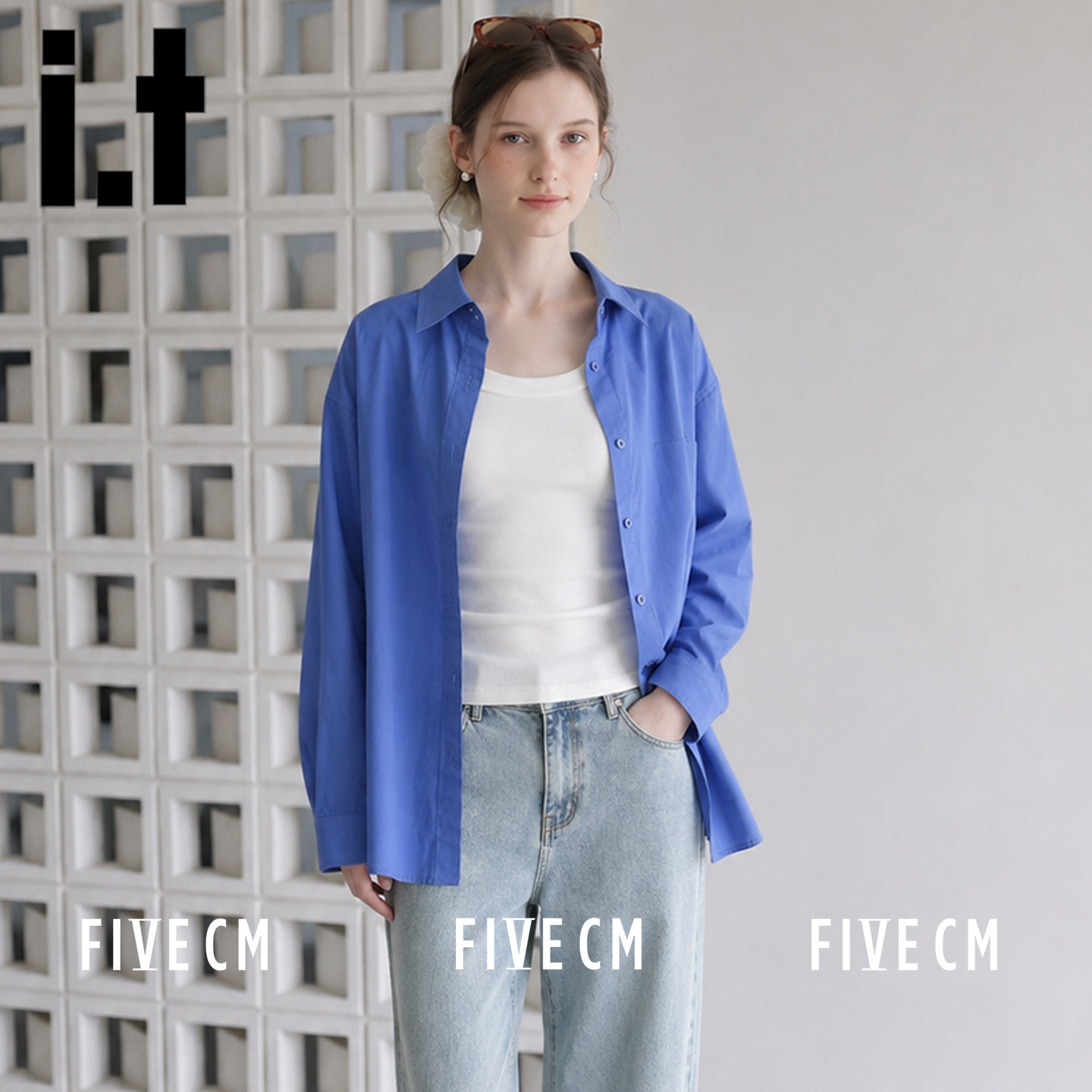 itFIVECM韩系纯棉翻领长袖衬衫
