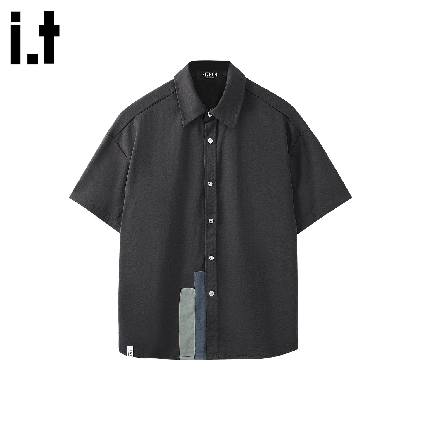 IT'S5cm美式拼接撞色短袖衬衫