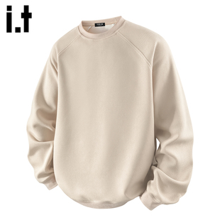 it :5cm/FIVECM华夫格圆领卫衣男士2025新款秋冬宽松休闲舒适上衣