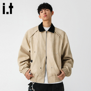 it :5cm/FIVECM皮衣外套男春季2026新款美式复古机车服痞帅夹克男