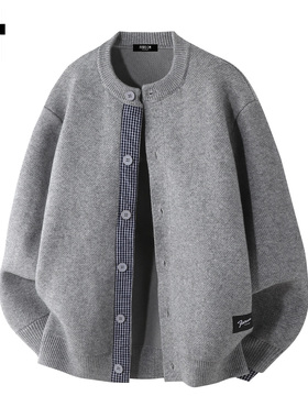 it :5cm/FIVECM单排扣装撞色开衫毛衣外套男士2025秋冬款宽松上衣