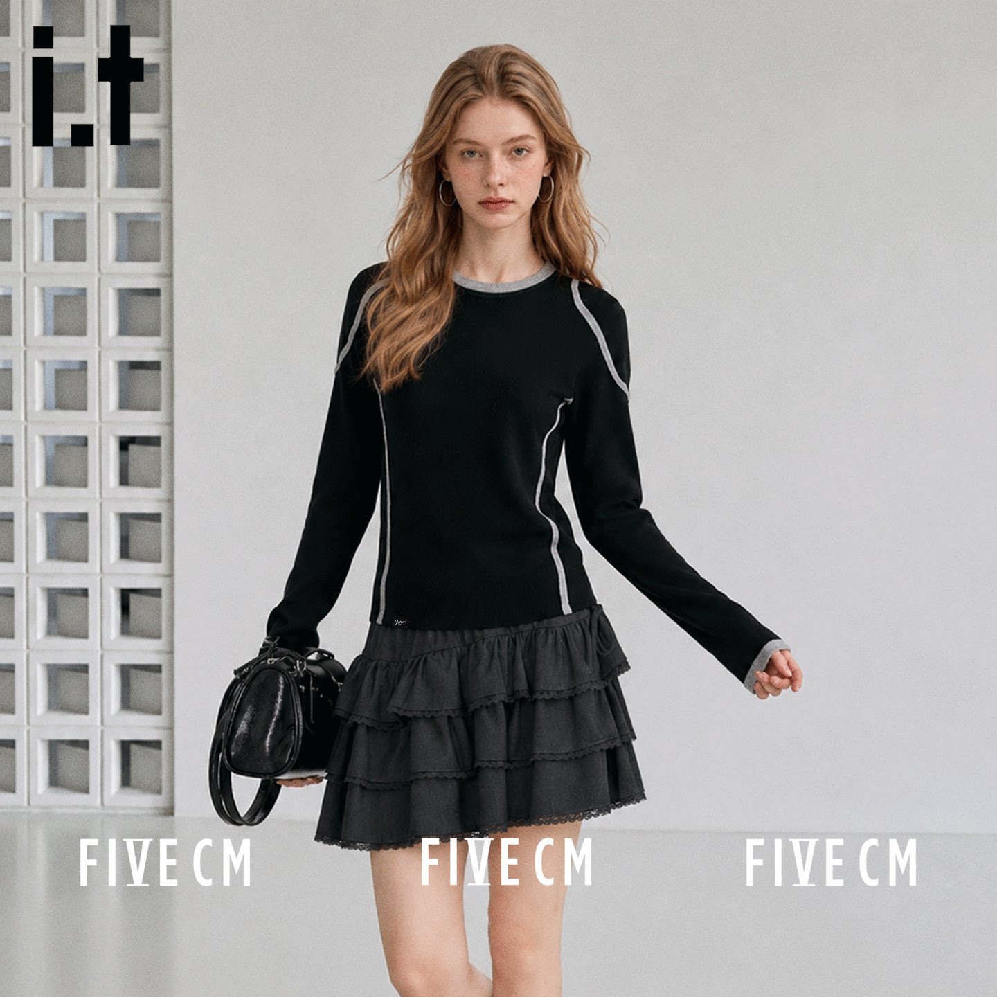 itFIVECM秋季新款修身长袖T恤女