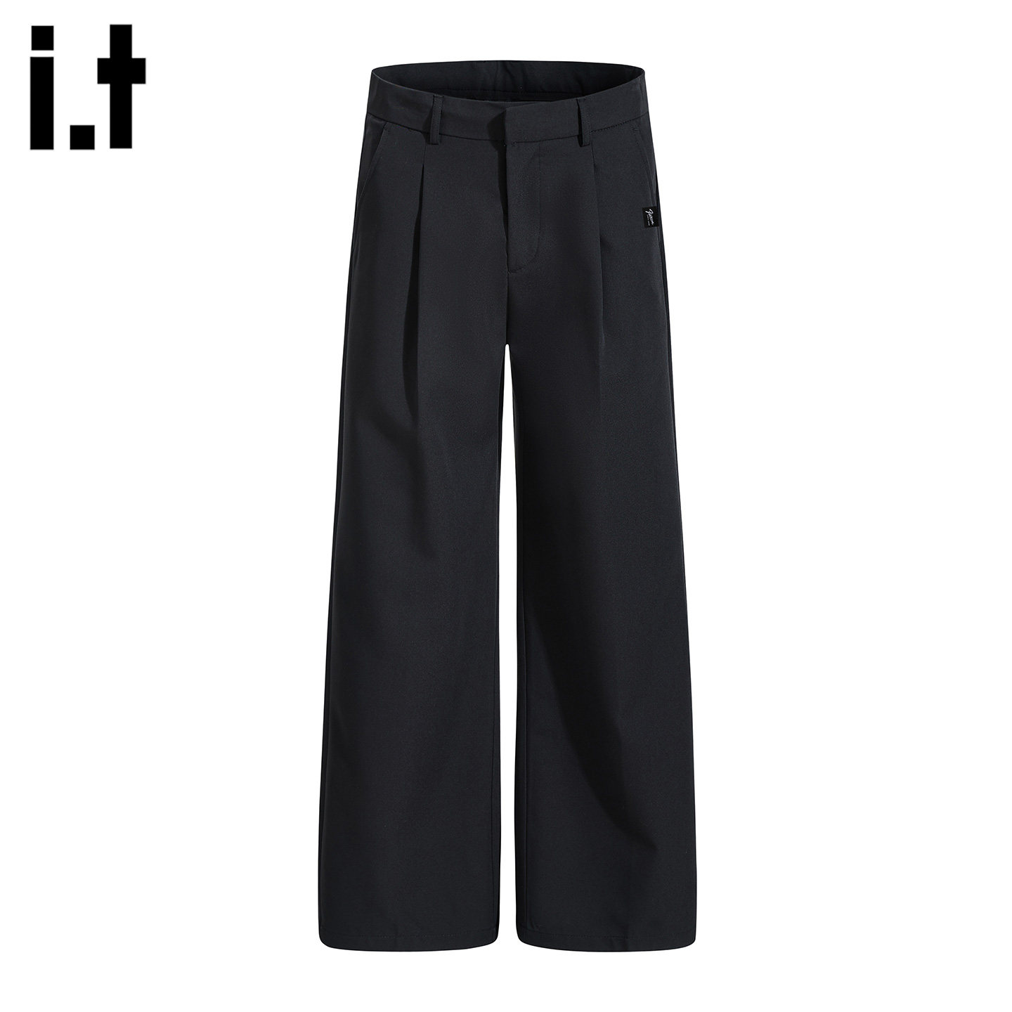 it :5cm/FIVECM黑色褶皱垂坠感西装裤女2026春夏宽松直筒阔腿长裤