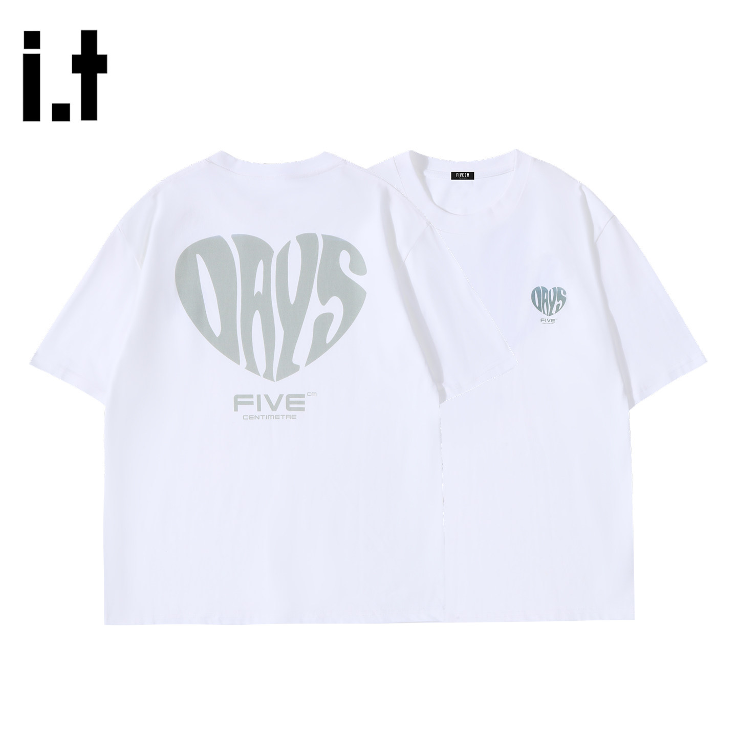 it :5cm/FIVECM白色圆领短袖T恤男女款夏季2026新款韩版宽松纯棉