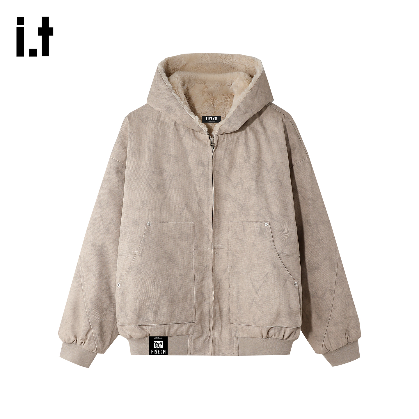 春秋冬季加绒加厚连帽棉衣外套