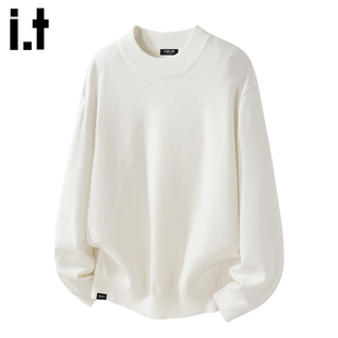 FIVECM复古慵懒风圆领毛衣男2025秋冬休闲内搭套头针织衫 5cm