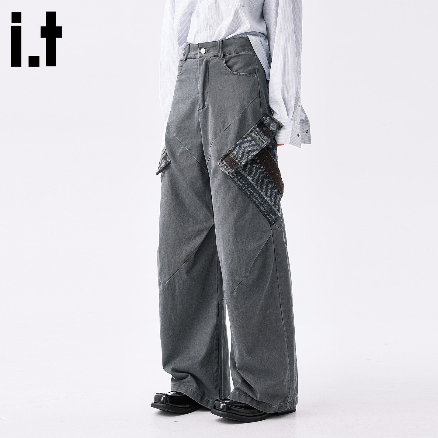 it :5cm/FIVECM拼贴多口袋工装裤男女款2026春季新款宽松阔腿长裤