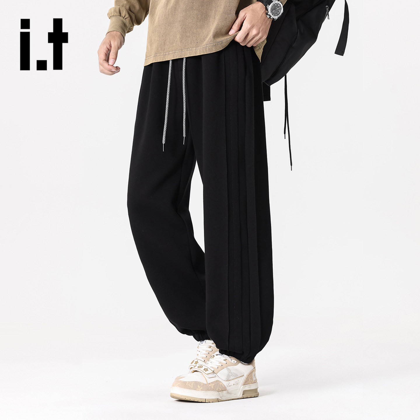 it :5cm/FIVECM抽绳束脚卫裤男2026新款大码宽松纯色百搭休闲长裤