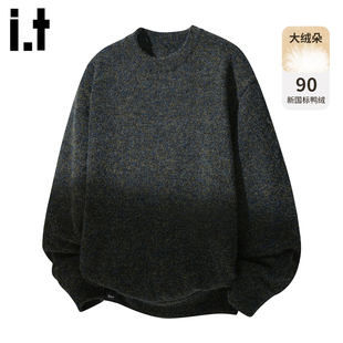 it:5cm/FIVECM灰色加厚白鸭绒毛衣套头羽绒衣男士冬季90绒羽绒服