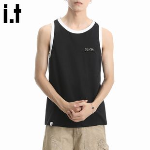 it :5cm/FIVECM男装背心男款潮流痞帅2025夏黑色男式无袖坎肩上衣