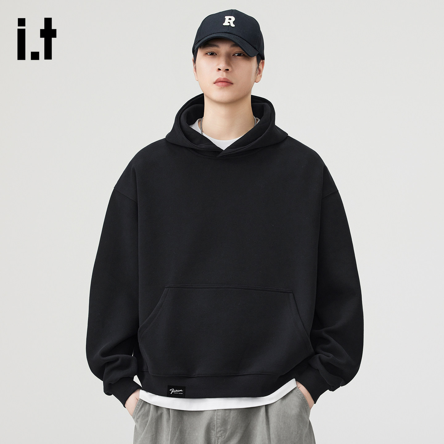 it :5cm/FIVECM重磅连帽卫衣男女美式外套高街宽松硬挺连帽衫上衣