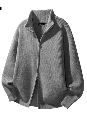 it :5cm/FIVECM灰色立领开衫毛衣男士2025秋冬季美式宽松休闲外套