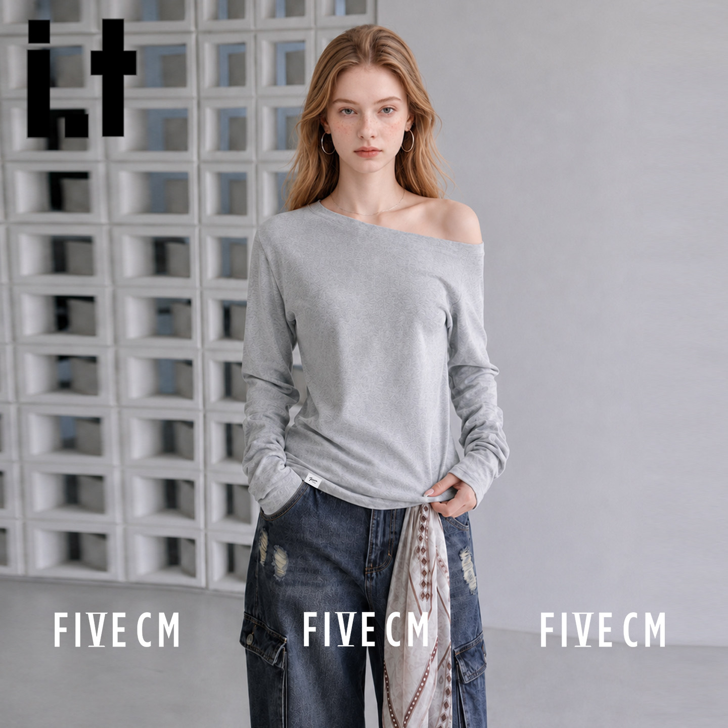 itFIVECM秋季宽松长袖T恤女新款