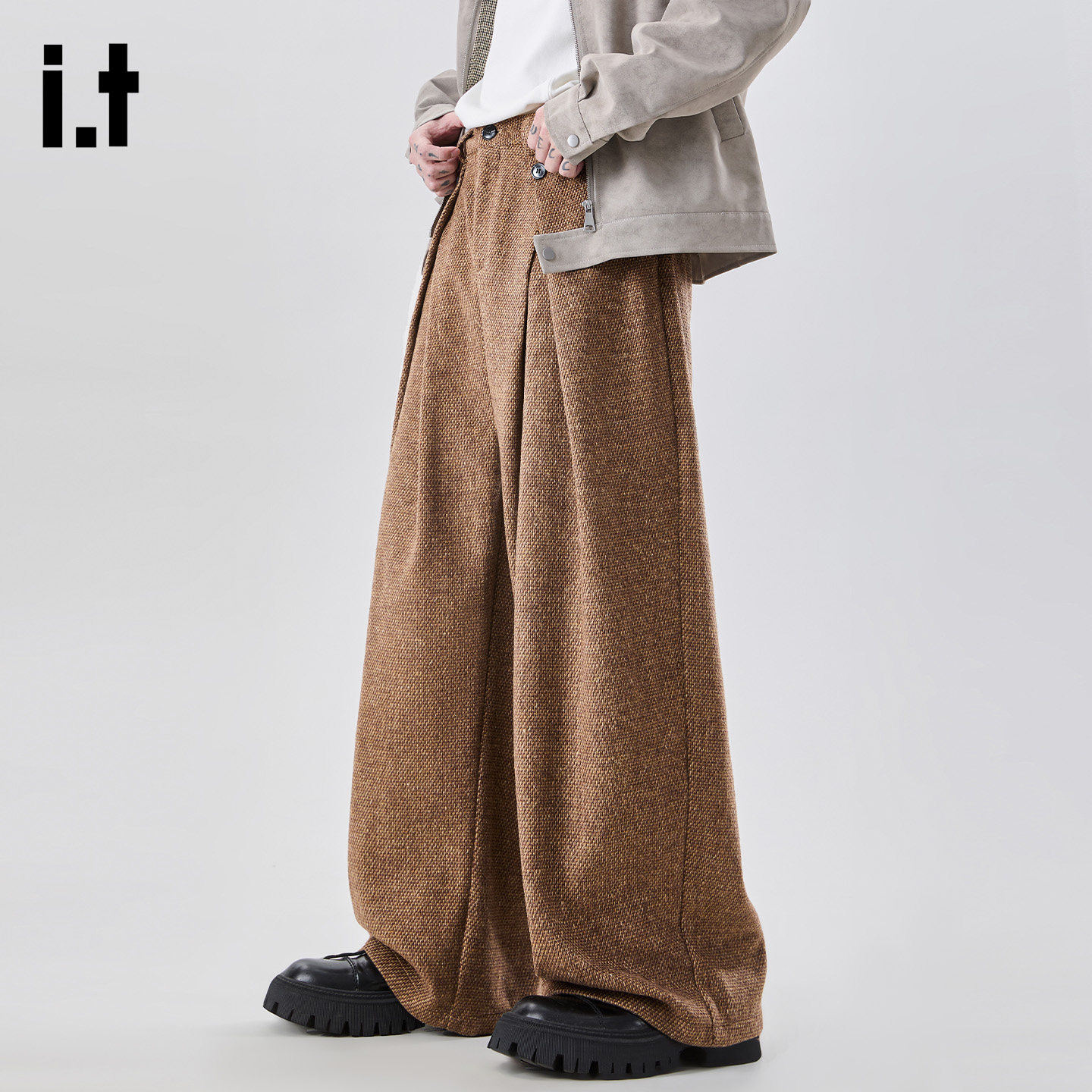 it :5cm/FIVECM老钱风简约西裤春季百搭宽松阔腿男女同款休闲裤子