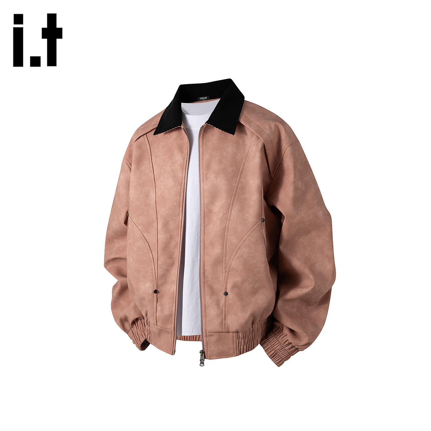 it :5cm/FIVECM夹克外套立领车棒球服水洗皮衣外套男春季翻领宽松