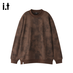it :5cm/FIVECM咖色长袖圆领套头卫衣男款2025秋季高级感宽松上衣