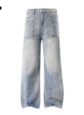 it :5cm/FIVECM时尚水洗蓝色牛仔裤男款2025新款秋冬季宽松直筒裤