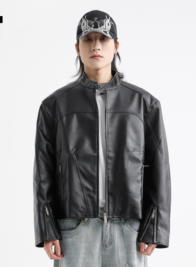 it :5cm/FIVECM黑色防风pu皮皮衣夹克外套男士2025秋季机车服外衣