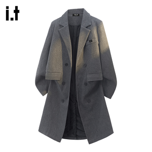 it :5cm/FIVECM春季新款英伦风呢子大衣男潮流百搭中长款休闲外套