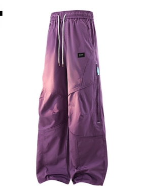 it :5cm/FIVECM紫色冲锋裤男士春秋季户外登山伞兵工装宽松休闲裤