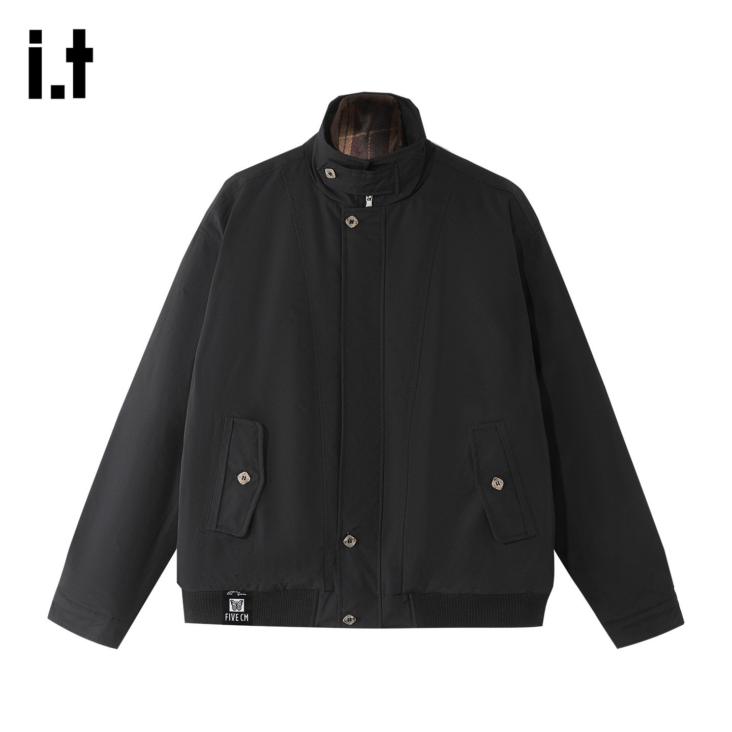 it5cm黑色立领夹棉棉服