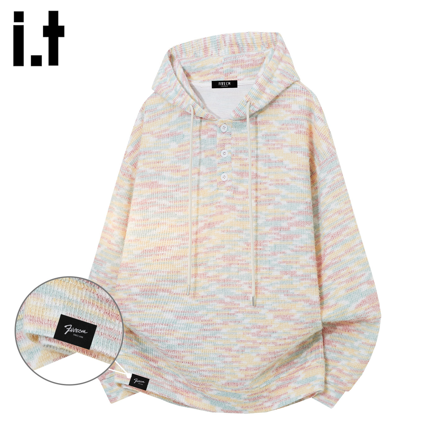 it :5cm/FIVECM高级感彩虹色扎染连帽卫衣男春季潮牌休闲百搭帽衫