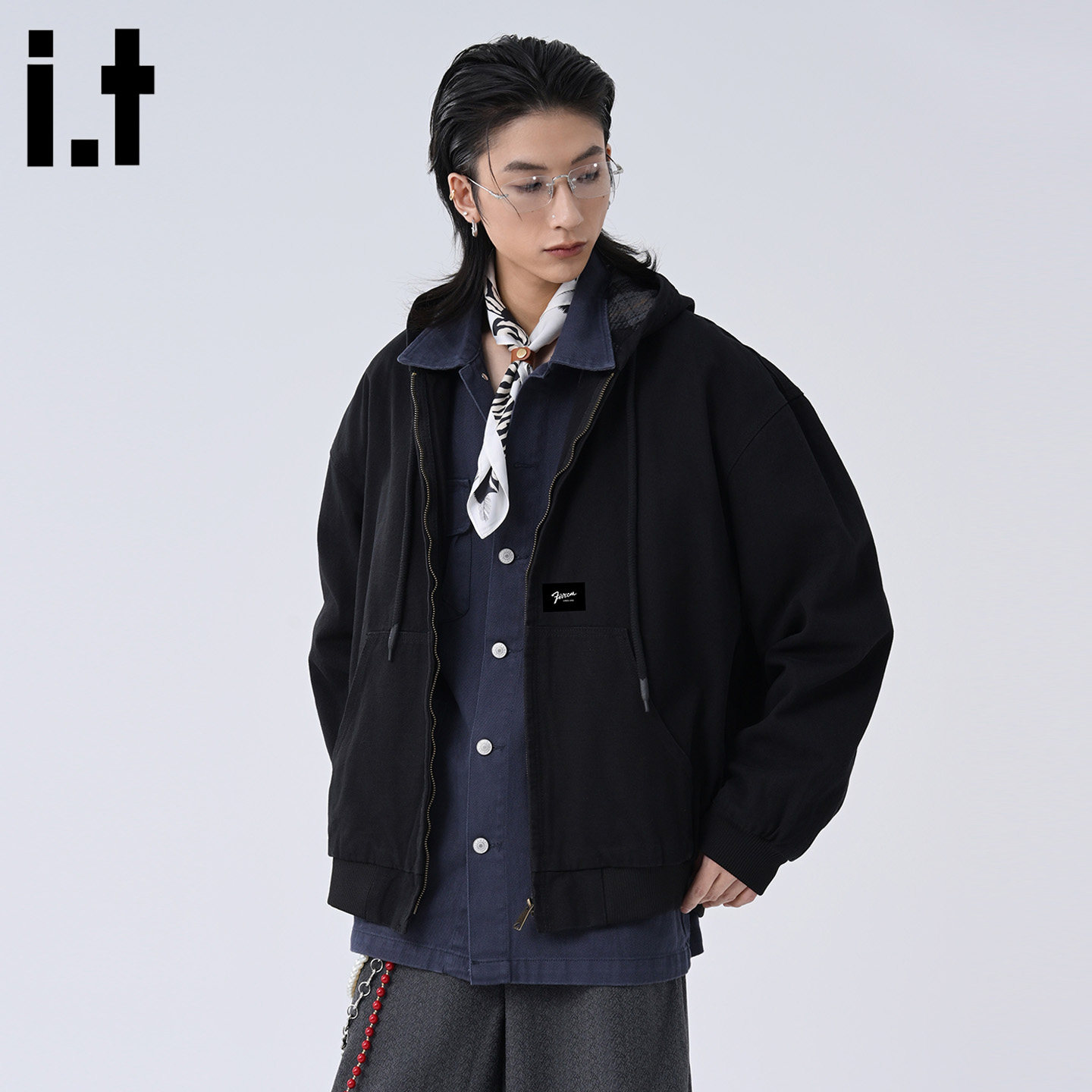 it :5cm/FIVECM高级感痞帅连帽棒球服夹克外套男款2025秋宽松上衣