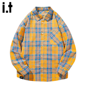 5cm FIVECM男生格子条纹长袖 衬衫 男士 2025春秋宽松慵懒风上衣