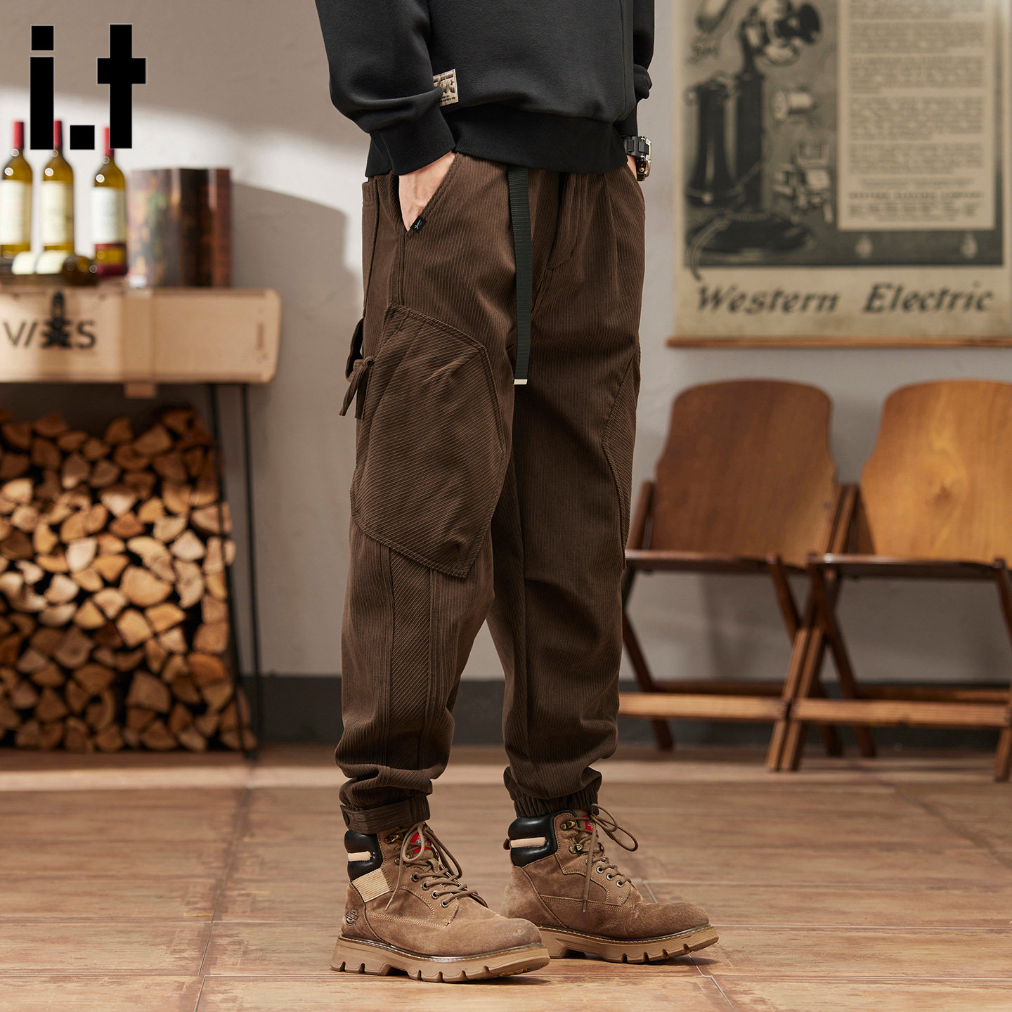 it :5cm/FIVECM美式休闲阔腿运动长裤垂感弯刀卫裤男女款宽松百搭