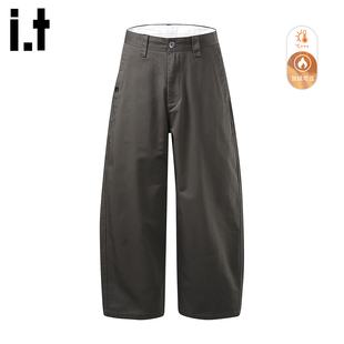 it :5cm/FIVECM潮牌加绒宽松弯刀裤男士2025新款秋冬季阔腿工装裤