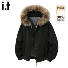 it :5cm/FIVECM大毛领连帽加绒羽绒服男款2025冬季加厚白鸭绒外套