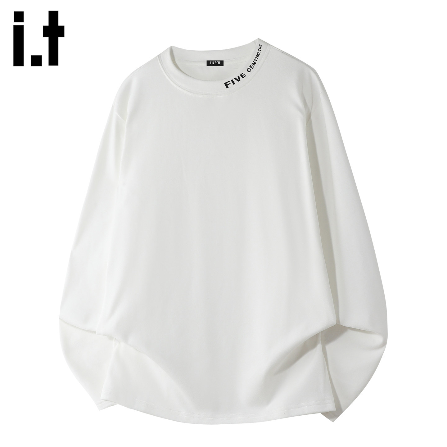 it中式国潮纯棉百搭白色长袖T恤