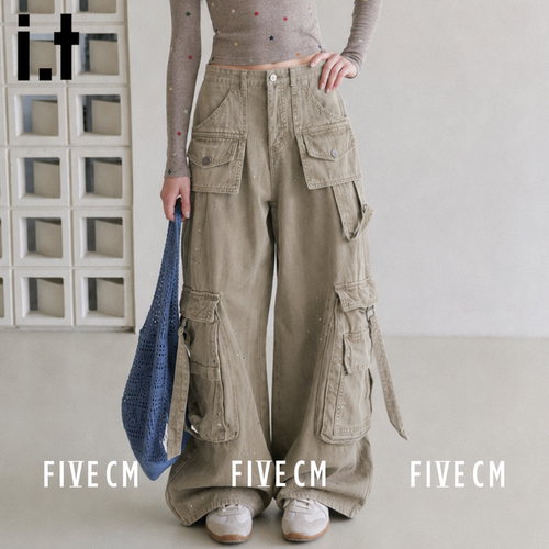 itFIVECM美式工装显高牛仔裤子