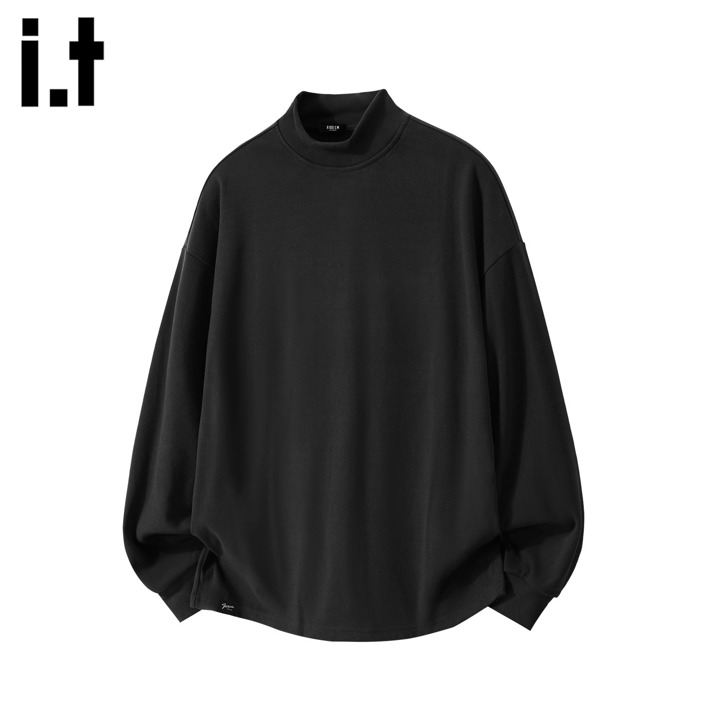 it :5cm/FIVECM黑色半高领德绒打底衫长袖t恤男款秋冬季内搭上衣