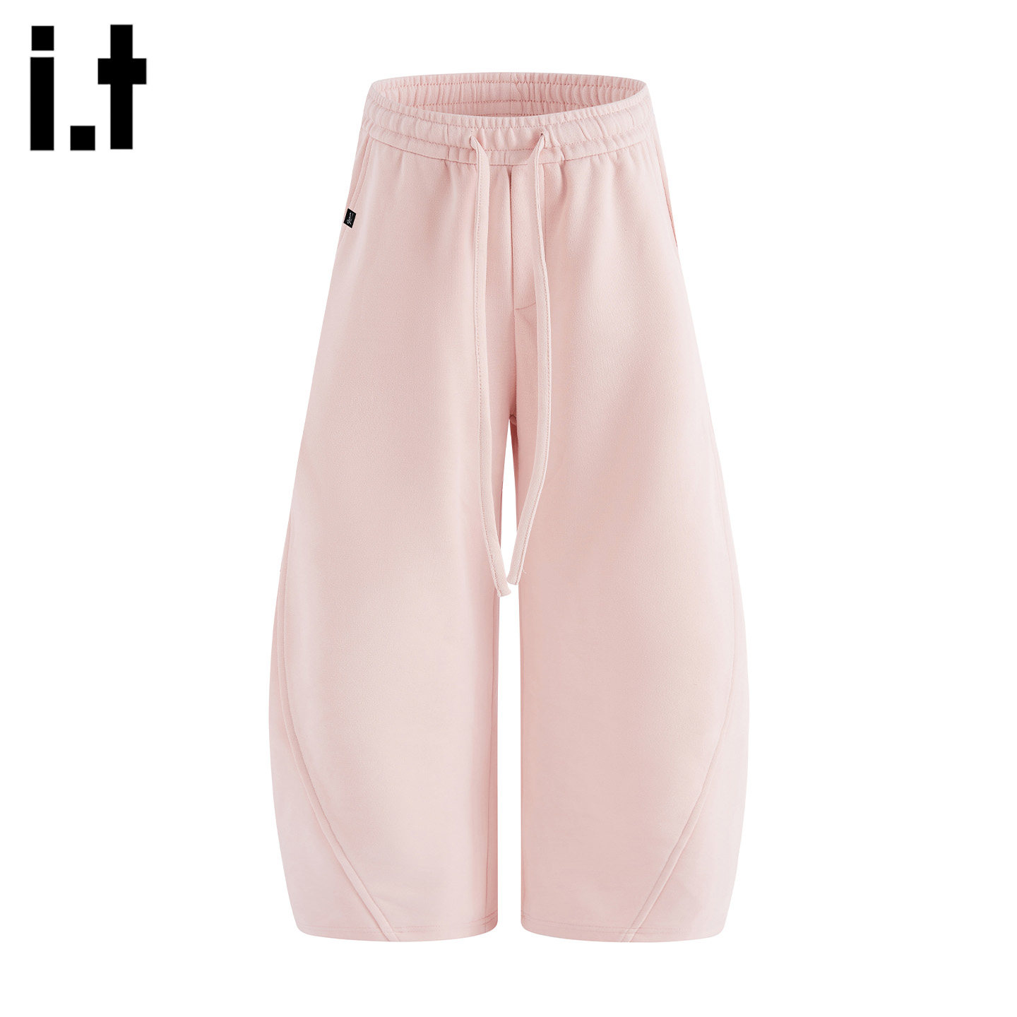 it :5cm/FIVECM粉色抽绳松紧腰阔腿卫裤男女2025秋冬季休闲弯刀裤,男装,休闲裤,淘宝优惠券,粉丝福利购,淘宝优惠卷