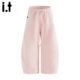 5cm FIVECM粉色抽绳松紧腰阔腿卫裤 男女2025秋冬季 休闲弯刀裤