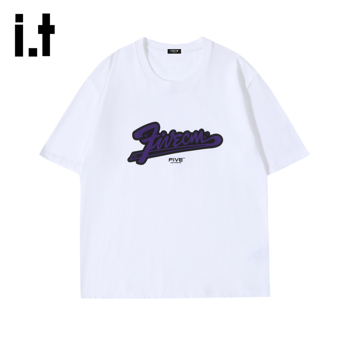 it :5cm/FIVECM美式休闲情侣纯棉短款t恤宽松设计感刺绣短袖男女