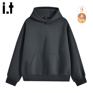 it :5cm/FIVECM潮牌纯色加绒加厚连帽卫衣男女2025新款秋冬季上衣